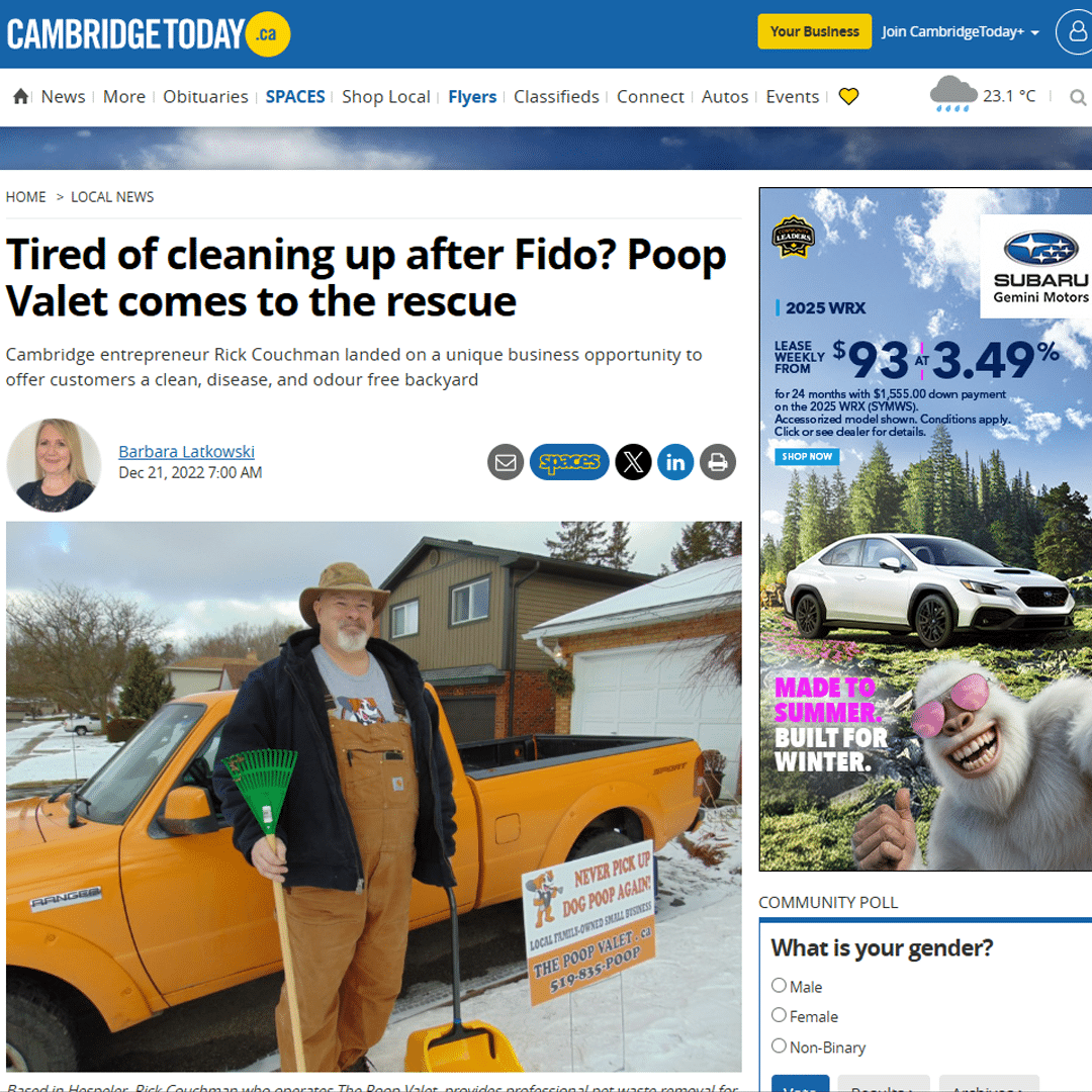 Cambridge Today article on The Poop Valet